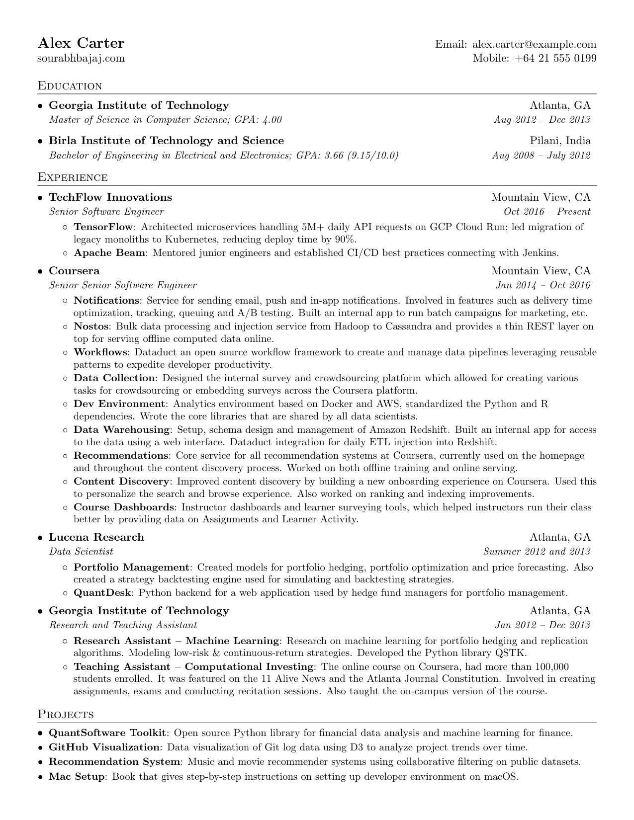 Academic Simple resume template preview for ATS-friendly job applications