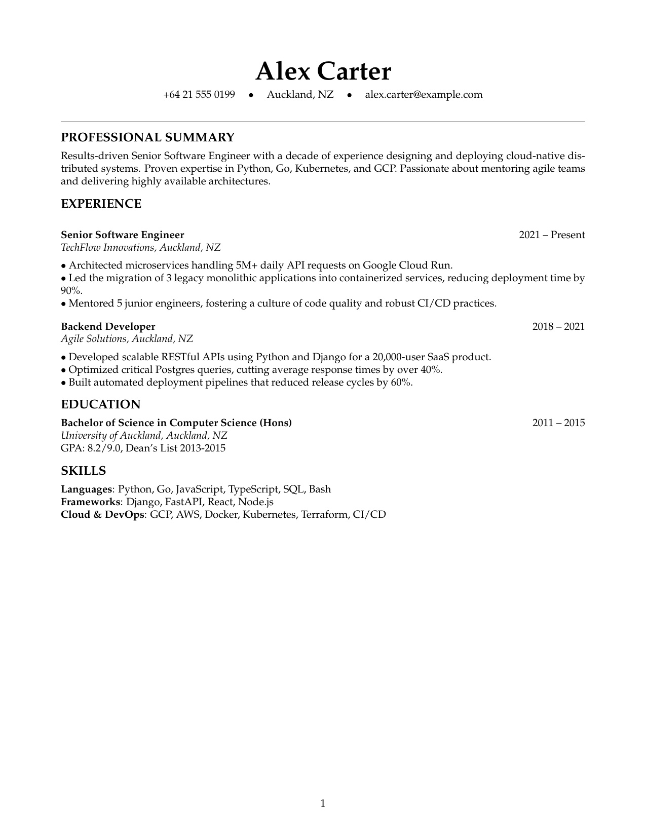 Executive Output resume template preview for ATS-friendly job applications