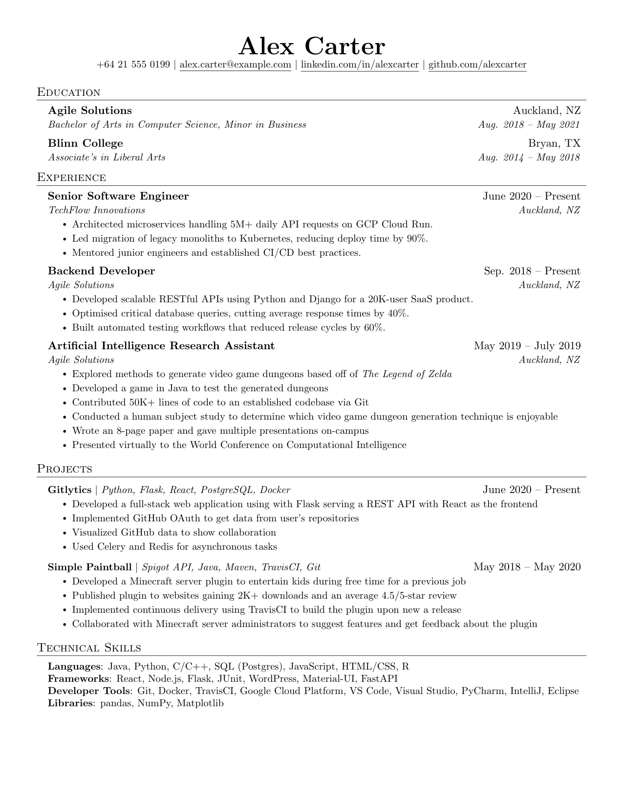 Software Minimal resume template preview for ATS-friendly job applications